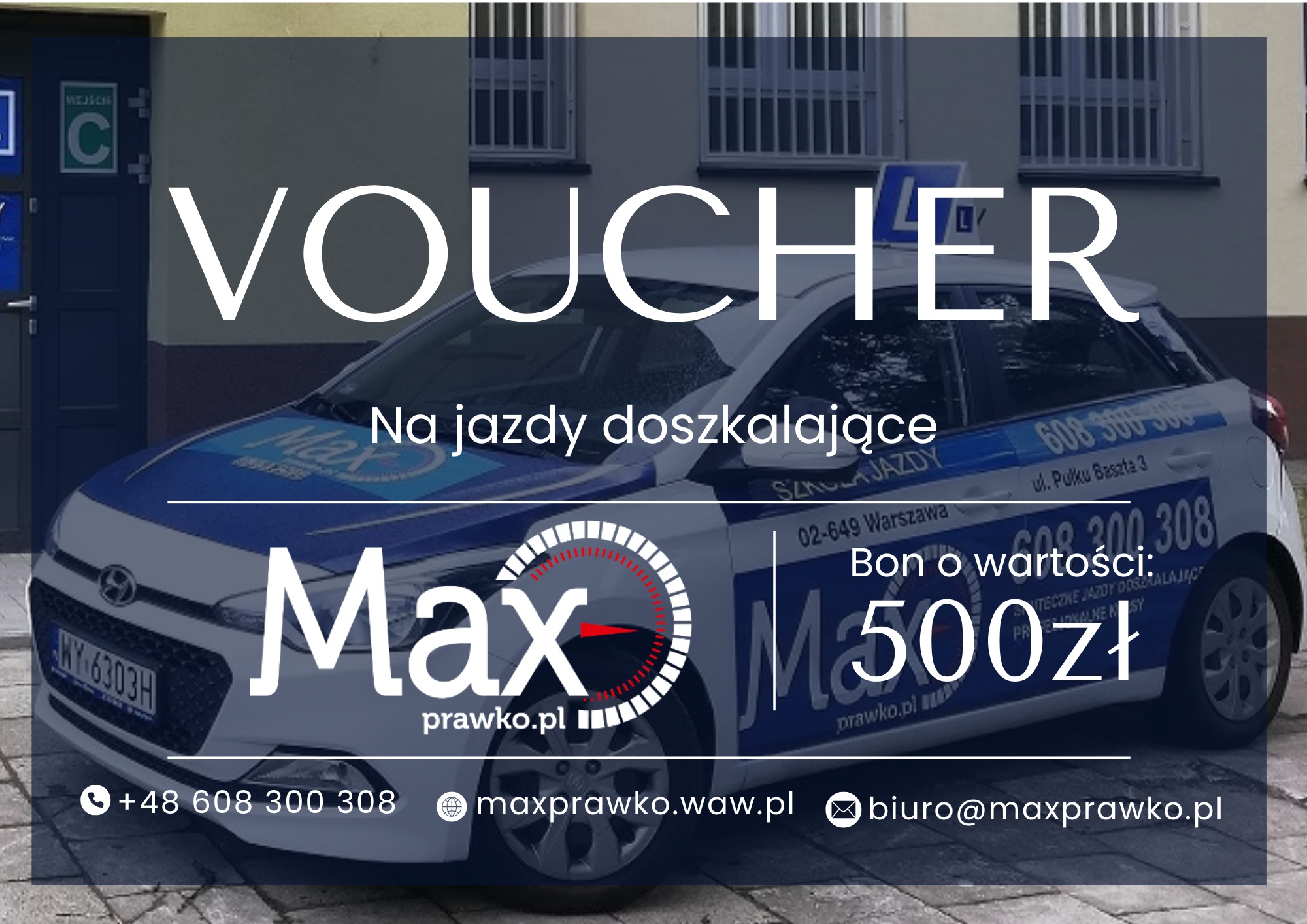 Voucher na jazdy doszkalające i kursy 500zł